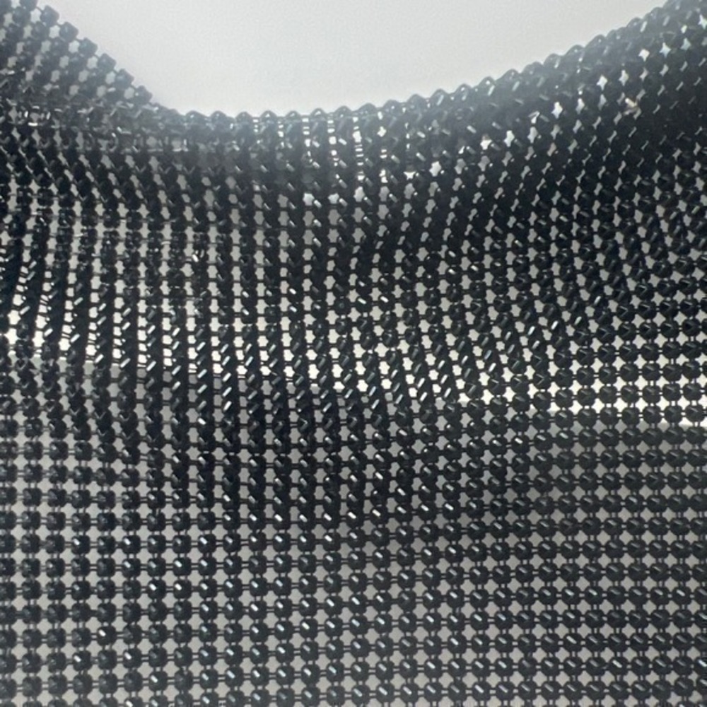 NWT Da Veamor Black Chainmail Crop Top Cowl Neck Silver Chain Straps Festival M - Picture 7 of 7